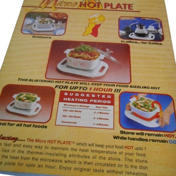 NIB Micro Hot Plate Thermal insulating Stone Keeps Food Hot Handles Stay Cool #1 - Picture 5 of 6